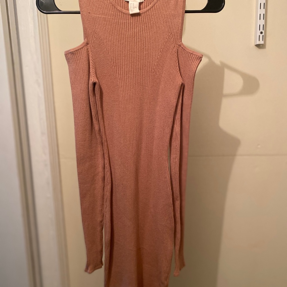 Beige Cold Shoulder H&M Sweater Dress